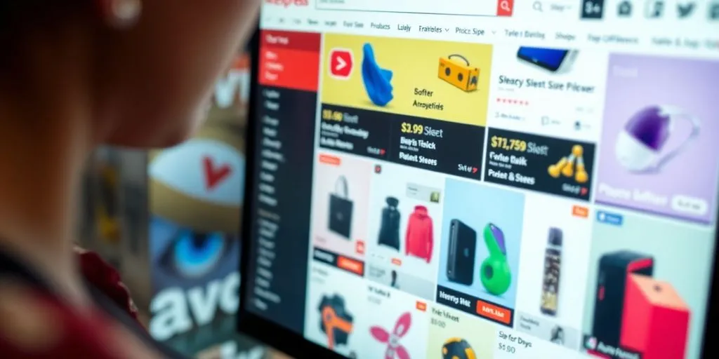 Shopper examining products on the Aliexpress website.
