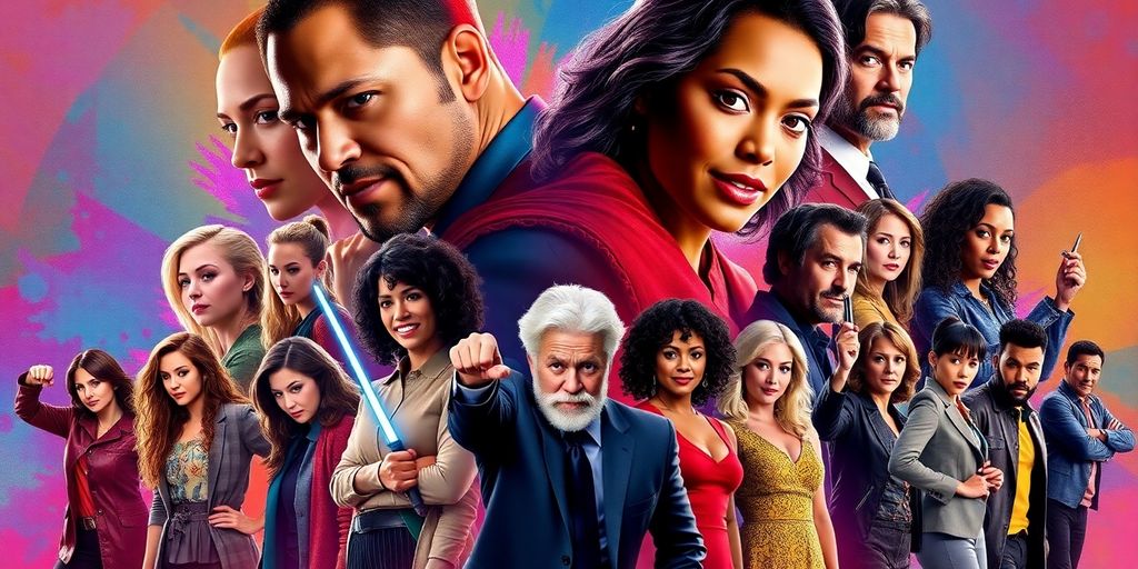 Collage of Netflix characters with dynamic poses and colors.