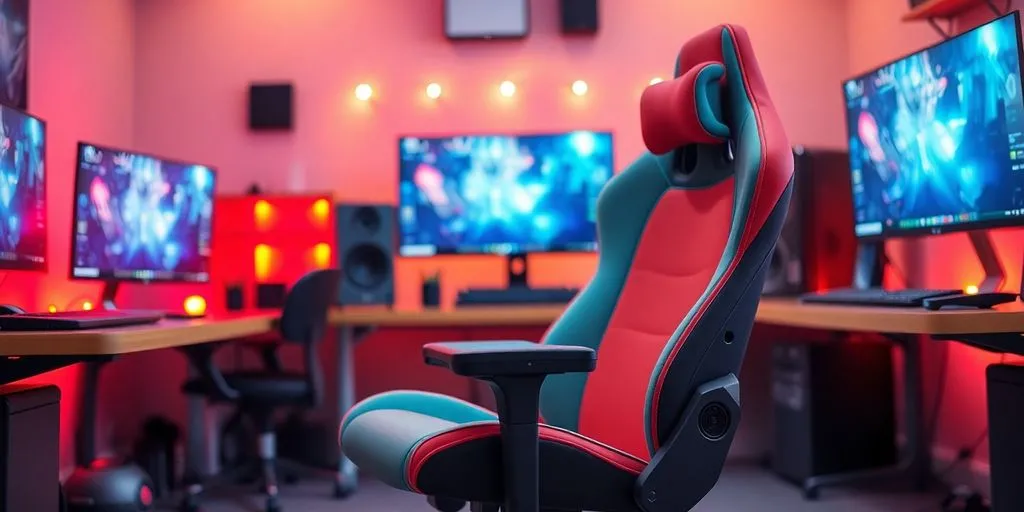 Modern geek seat in a vibrant gaming setup.