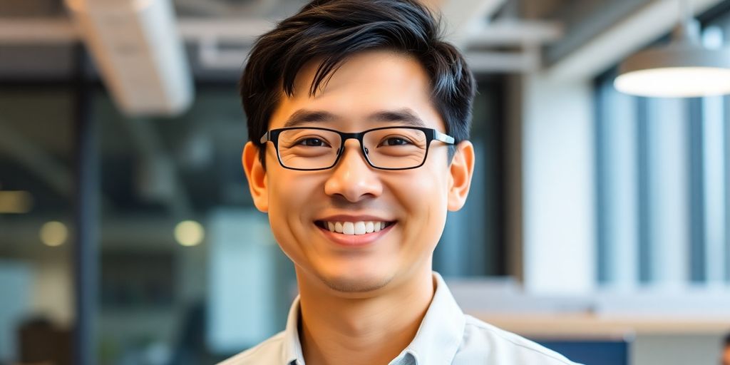 Portrait of Garry Tan in modern office setting.