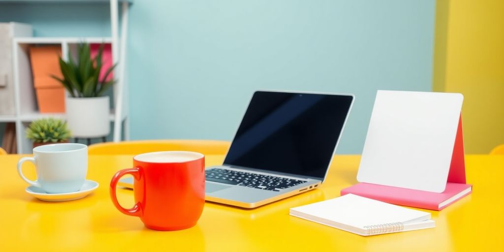 A laptop and coffee on a stylish workspace.
