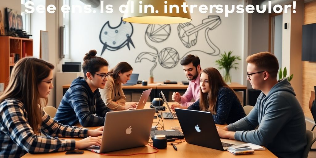 Young professionals collaborating in a modern workspace.