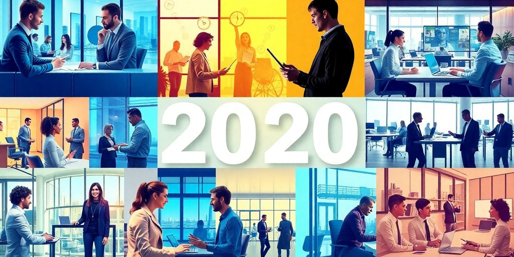 Diverse professionals collaborating in a modern business setting.