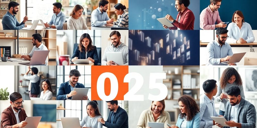 Collage of diverse entrepreneurs in vibrant business settings.